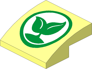 Slope Brick Curved  2 x  2 x  0.667 with Green Leaf Symbol Pattern