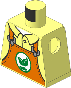 Minifig Torso with Dark Orange Apron with Green Leaf Symbol Pattern