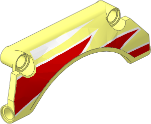 Technic Panel  9 x  2 x  3 Mudguard Arched #30 with Red and White Triangular Decorations Pattern