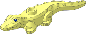 Animal Crocodile Hatchling with Blue Eyes with Black Outline Pattern