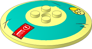 Dish  6 x  6 Inverted with Solid Studs with Labels on Dark Turquoise Background Pattern