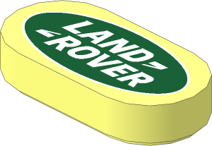 Tile  1 x  2 with Rounded Ends with Land Rover Logo Pattern