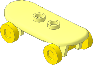 Minifig Skateboard with Yellow Wheels (Complete)