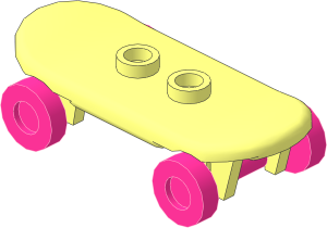 Minifig Skateboard with Medium Lilac Wheels (Complete)
