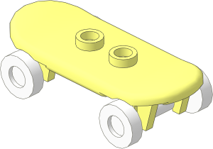 Minifig Skateboard with White Wheels (Complete)