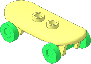 Minifig Skateboard with Bright Green Wheels (Complete)