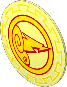 Minifig Shield Round Bowed with Clouds and Lightning Pattern