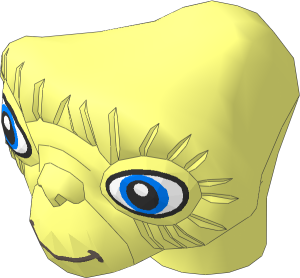 Minifig Head Alien E. T. with Blue Eyes and Grin Pattern