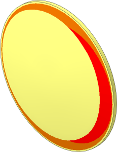 Minifig Shield Round Bowed with Dark Orange and Nougat Crescents Pattern