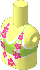 Figure Friends Girl Torso with Lime Bikini Top and Lei Pattern