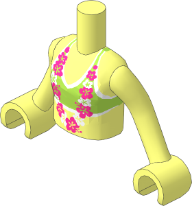 Figure Friends Girl Torso with Arms with Lime Bikini Top and Lei Pattern