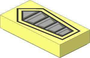 Tile  1 x  2 with Black Pentagonal Outlines and Light Bluish Grey and Dark Bluish Grey Vents Pattern