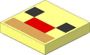 Tile  2 x  2 with Black Squares, Medium Nougat and Dark Tan Rectangles Pattern