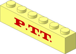 Brick  1 x  6 with Red "P.T.T." Pattern