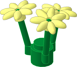 Plant Flower Stem Green with Three Flowers with  7 Petals