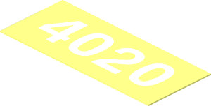 Sticker  0.8 x  1.9 with White "4020" on Transparent Background
