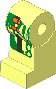 Minifig Leg Right with Gold Circuitry and Orange Cable Pattern