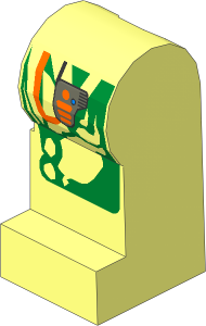 Minifig Leg Left with Gold Circuitry and Orange Cable Pattern