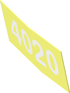 Sticker  0.8 x  1.9 with White "4020" on Transparent Background (Formed for Left Side)