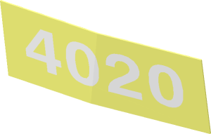 Sticker  0.8 x  1.9 with White "4020" on Transparent Background (Formed for Right Side)