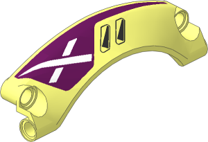 Technic Panel  9 x  2 x  3 Mudguard Arched with Rounded Top #42 with White X on Dark Azure Background and Silver Vents Left Pattern