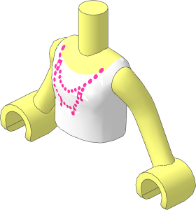 Figure Friends Girl Torso with Arms with White Vest Top with Magenta Necklace Pattern