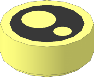 Tile  1 x  1 Round with Two Circles Within a Black Circle Pattern