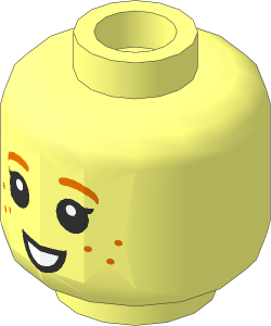 Minifig Head with Dark Orange Eyebrows, Freckles and Small Open Mouth Pattern