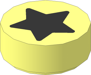 Tile  1 x  1 Round with Black Star Pattern