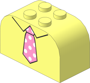 Brick  2 x  4 x  2 with Curved Top with Pink Tie and White Dots Pattern