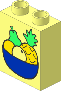 Duplo Brick  1 x  2 x  2 with Fruit Bowl Pattern