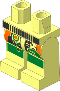 Minifig Hips and Legs with Gold Circuitry Pattern