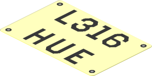 Sticker  1.9 x  2.9 with "L316 HUE" Licence Plate