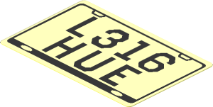 Sticker  1.9 x  2.9 with "L316 HUE" and Black Frame Licence Plate