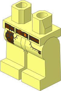 Minifig Hips and Legs with Belt, Copper Buckle, Pockets and Holster Pattern