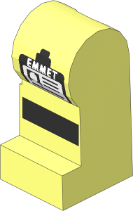 Minifig Leg Left with 'EMMET' Badge and Reflective Stripe Pattern