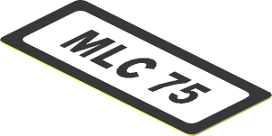 Sticker  0.7 x  1.7 with Black "MLC 75" and Black Border