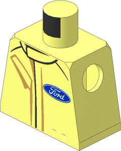 ~Minifig Torso with Race Suit with Ford Logos and Blue and Red Stripes Pattern - Without Stripes