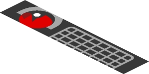 ~Sticker  1.4 x  1.8 with Grey Air Vent and Red Taillamp on Black Background Left - Second Face