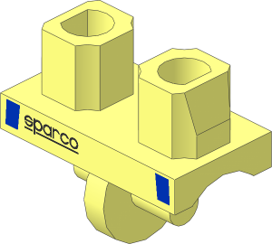 Minifig Hips with Black Sparco Logo and Blue Stripes Pattern