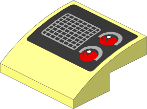 Slope Brick Curved  2 x  2 x  0.667 with Grey Air Vent and Red Taillamp on Black Background Right Sticker