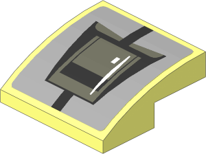 Slope Brick Curved  2 x  2 x  0.667 with Black Engine on Grey Background Sticker