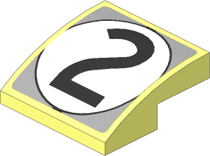 Slope Brick Curved  2 x  2 x  0.667 with Black Number 2 in White Disc on Grey Background Sticker