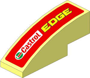 Slope Brick Curved  3 x  1 with Castrol Edge Logo on Red Background Right Sticker