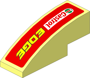 Slope Brick Curved  3 x  1 with Castrol Edge Logo on Red Background Left Sticker
