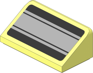 Slope Brick 31  1 x  2 x  0.667 with Grey Stripes on Black Background Sticker