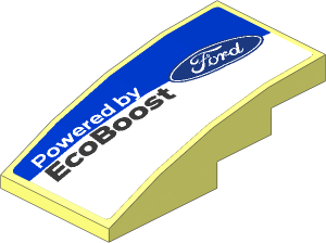 Slope Brick Curved  4 x  2 with Ford Logos on Blue and White Background Right Sticker