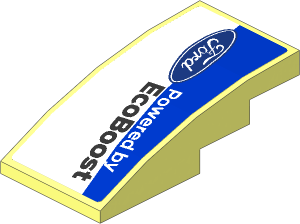 Slope Brick Curved  4 x  2 with Ford Logos on Blue and White Background Left Sticker