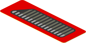 Sticker  0.8 x  2.2 with Grey Air Vents on Red Background Left