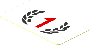 Sticker  1.0 x  1.8 with Red Number "1" and Black Laurel Wreath